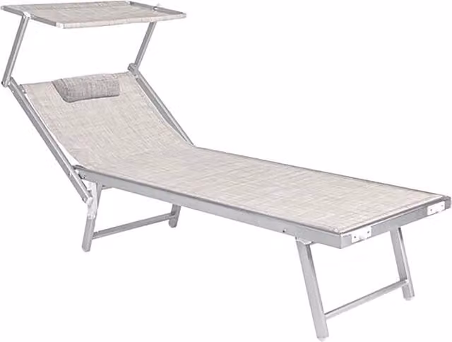 Lettino da spiaggia con parasole Budelli Lif colore grigio L: 208 cm, P: 85 cm, H: 40,5 cm