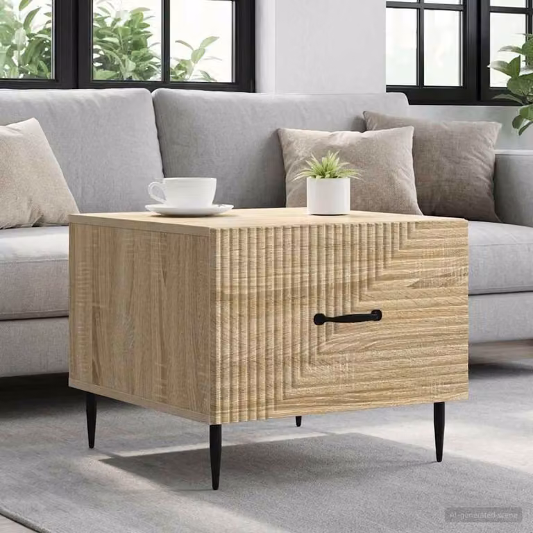 vidaXL Tavolino da salotto moderno con cassetto in legno marrone L: 49 cm, P: 50 cm, H: 40 cm