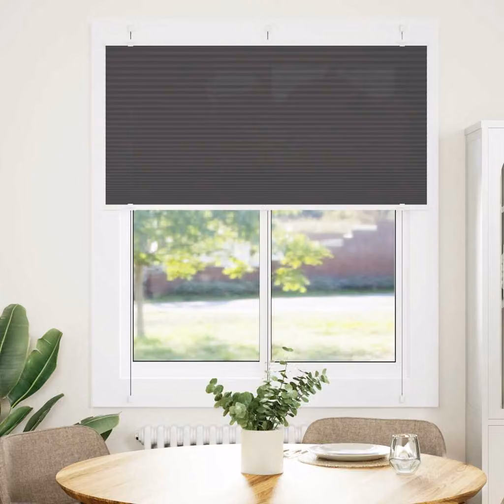 vidaXL Tenda Plissettata Nera 120x150 cm Larghezza Tessuto 119,4 cm