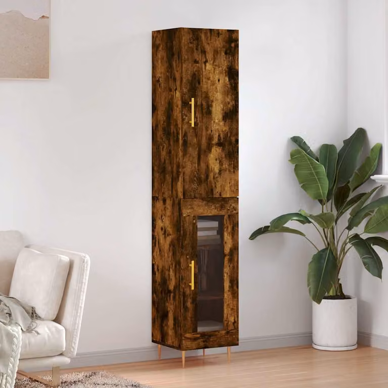 Credenza moderna vidaXL in rovere color marrone con ante a battente e ripiani interni, L/P/H: 34,5 x 34 x 180 cm