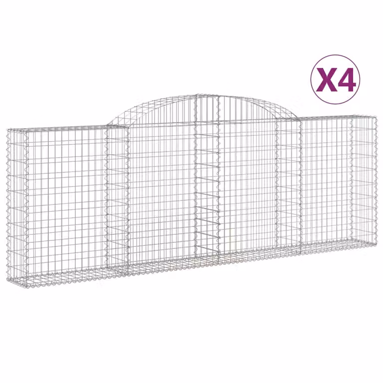 Cesti Gabbioni ad Arco 4 pz 300x30x100/120 cm Ferro Zincato