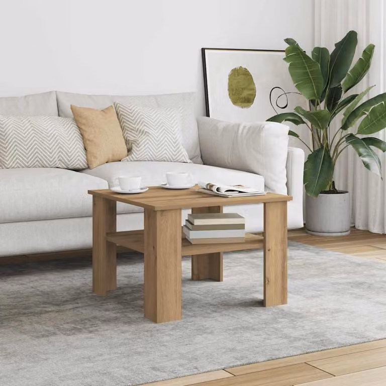 vidaXL Tavolino da salotto moderno in legno color rovere, L 60 cm x P 60 cm x H 42 cm