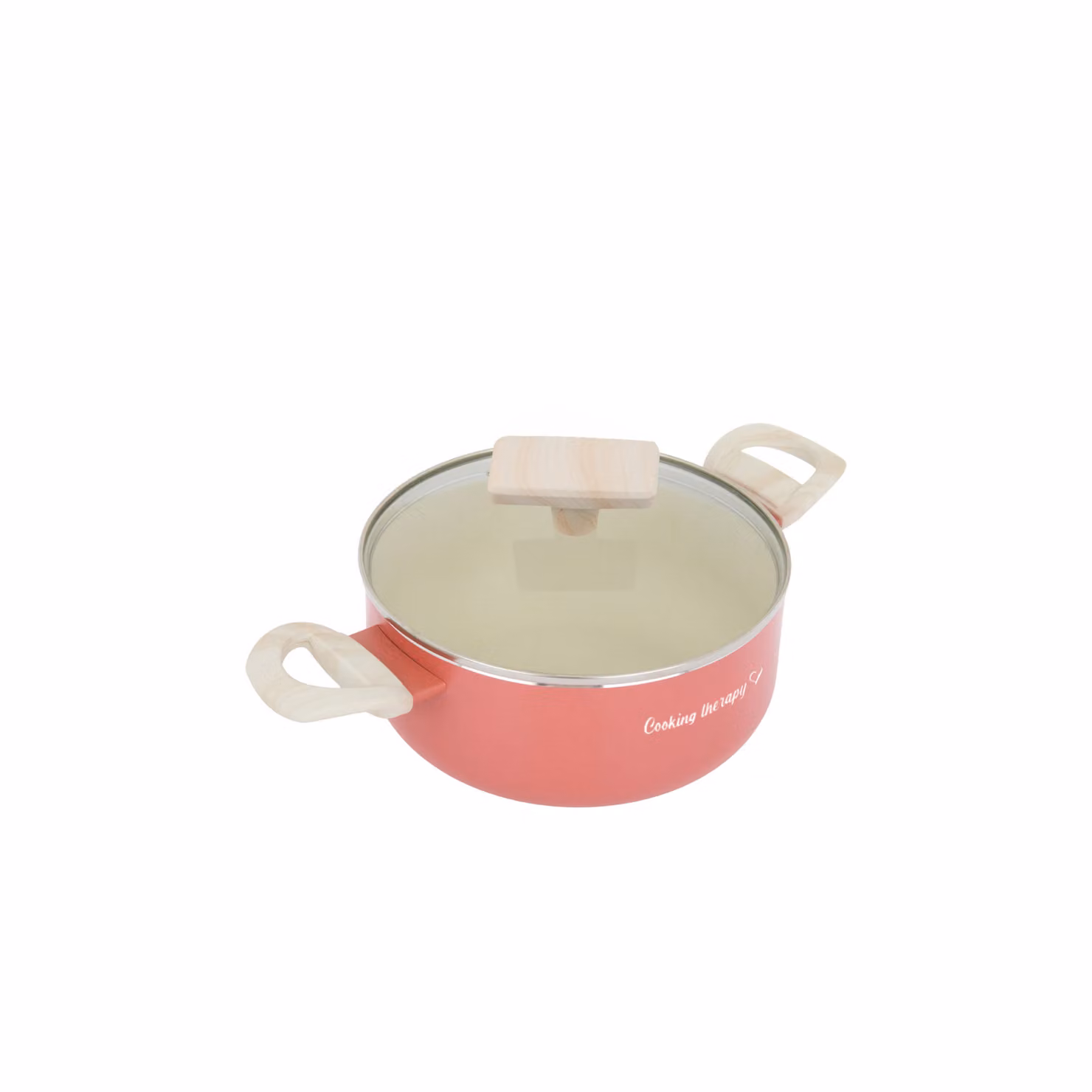 Casseruola Cooking Therapy con coperchio in vetro, antiaderente, colore rosso, diametro 18 cm – 2