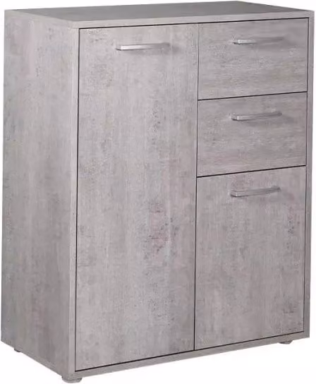 Armadietto Multiuso GIORDANOSHOP con 3 Ante e 2 Cassetti, Grigio, L/P/H: 87,6 x 35,3 x 72 cm
