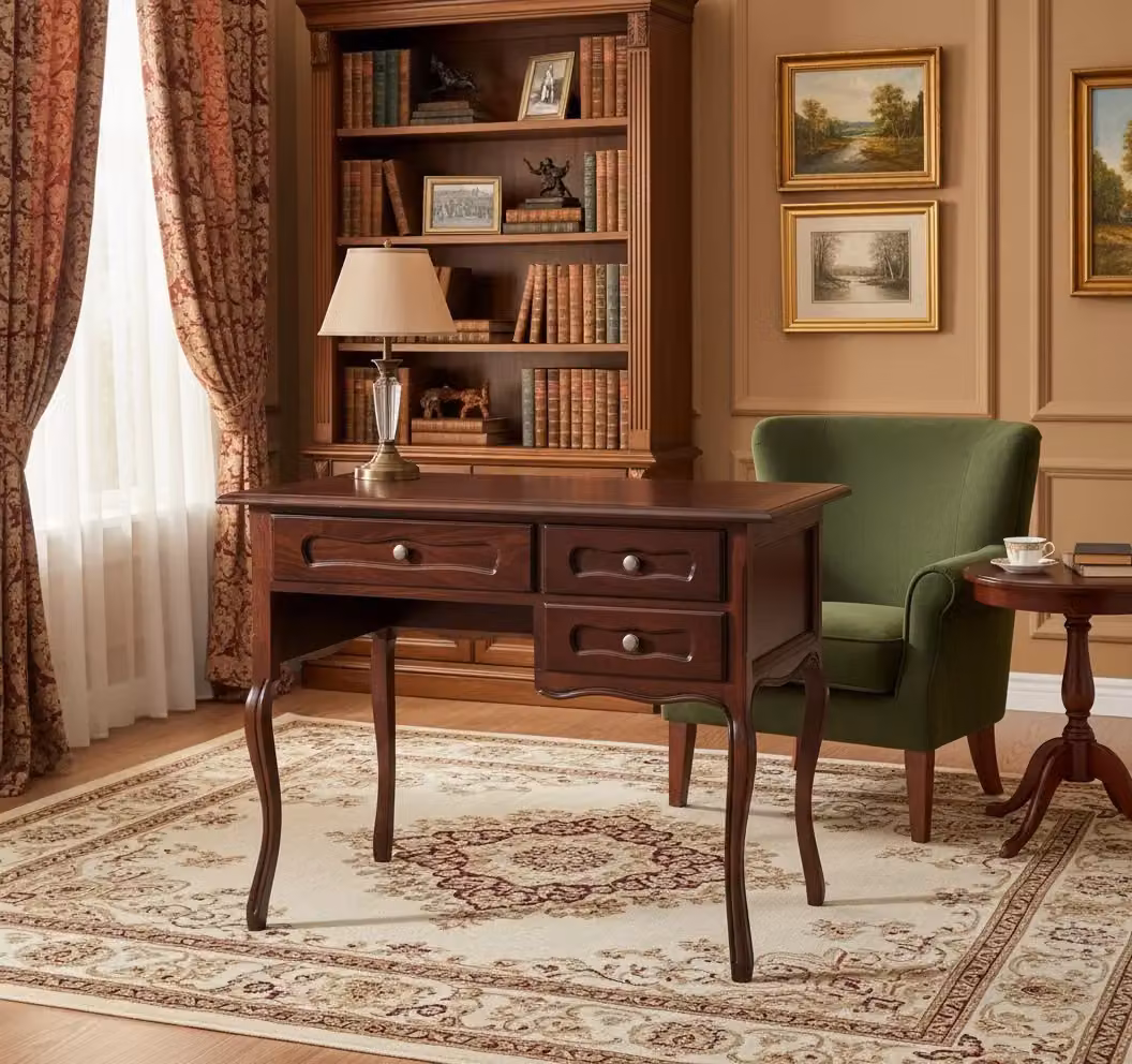 Scrivania con 3 cassetti in legno di pino color marrone Mobili 2G L: 100 cm, P: 60 cm, H: 79 cm – 3