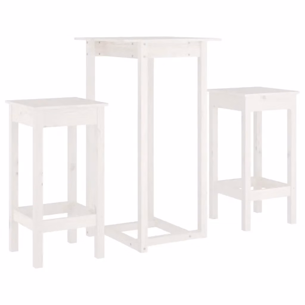 Set da giardino vidaXL in legno di pino bianco stile rustico composto da 3 pezzi – 2