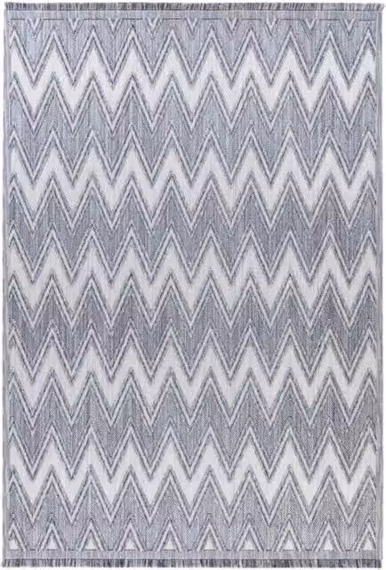 Tappeto moderno Sarai Kendra Home con motivo geometrico a zig-zag grigio e bianco