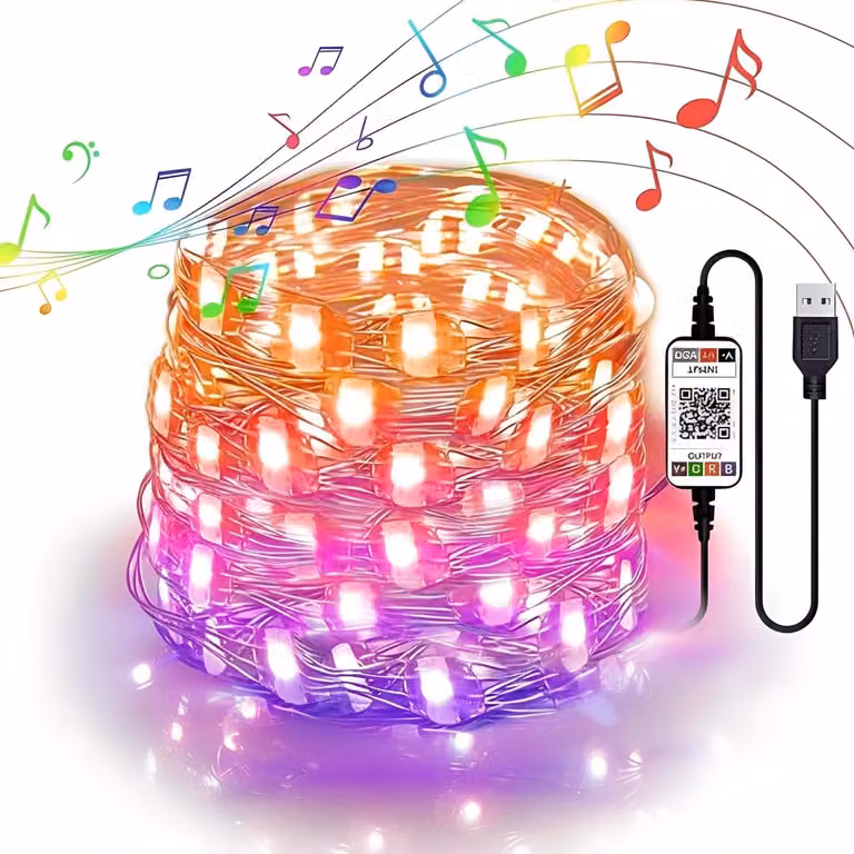 Luci di stringa 10M 100 LED Bluetooth RGB luci di stringa colorate che cambiano colore filo USB, timer, musica di sincronizzazione, per la decorazione di Natale Camera Party Wedding DIY