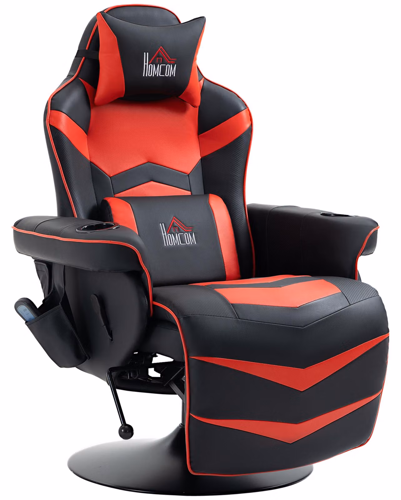Sedia da gioco, funzione massaggio, schienale reclinabile, poggiapiedi, fino a 120 kg, struttura in acciaio, Pelle finta, rosso
