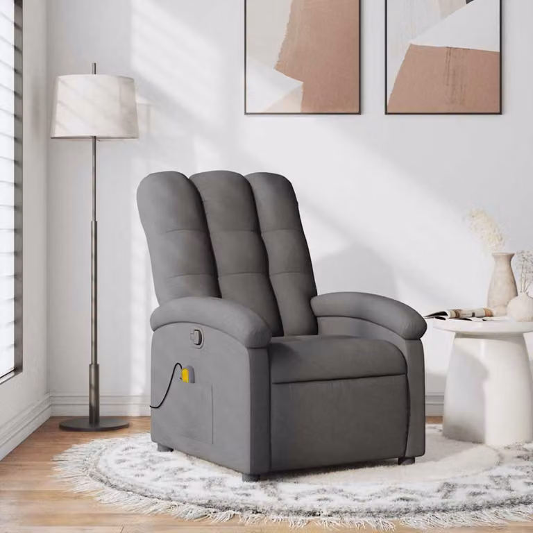 vidaXL Poltrona Reclinabile Relax Grigio con Braccioli e Imbottitura in Tessuto