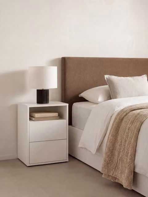 Comodino Hegas bianco con 2 cassetti Kenay Home