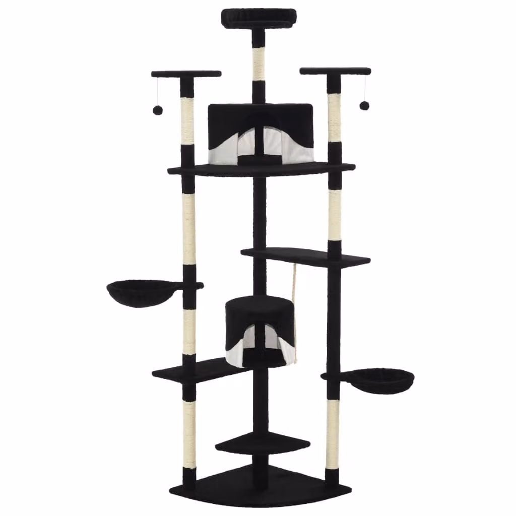 Tiragraffi per gatti con tiragraffi in sisal 203 cm bianco e nero