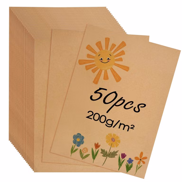 Carta kraft, 50 fogli, formato A4, 200 g/m², color marrone, senza impronte