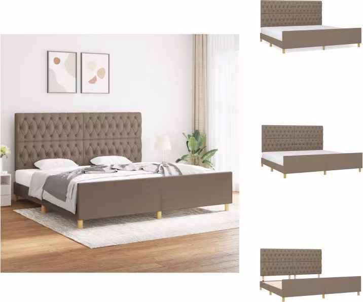 vidaXL Struttura letto con testiera in tessuto taupe 200x200 cm - Letti e strutture letto