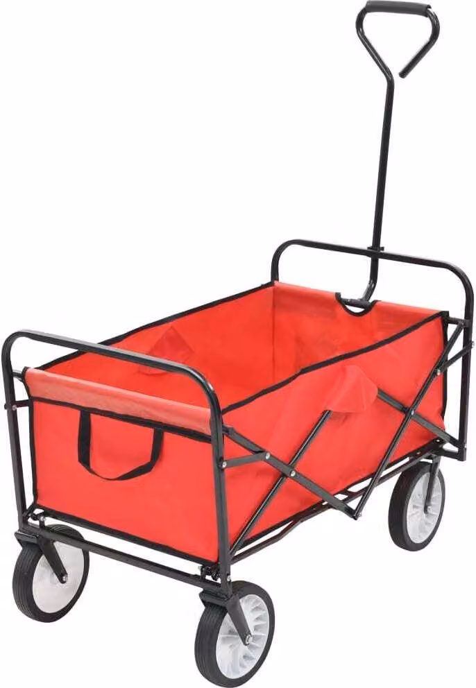 The Living Store Carrello manuale pieghevole in acciaio rosso
