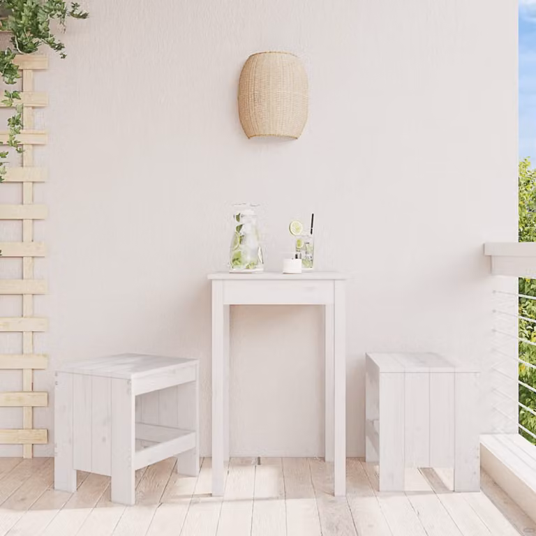 Set di 2 sgabelli da giardino vidaXL in legno di pino bianco L/P/H: 40 x 36 x 45 cm