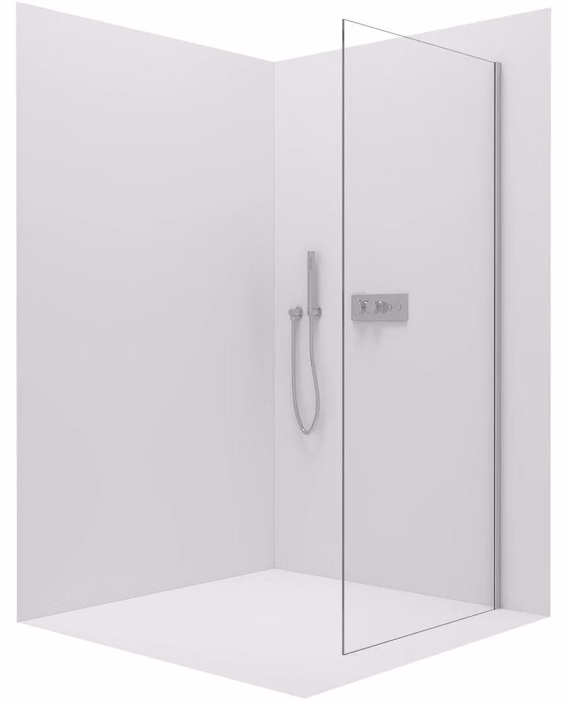 CERANO - Parete laterale Santoro L/P - 8 mm - cromata, vetro trasparente - 80x195 cm