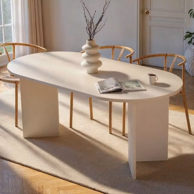 Tavolo fisso Monterano DMORA per 6 persone, forma ovale, colore bianco, L: 180 cm, P: 89.5 cm, H: 75 cm – 1