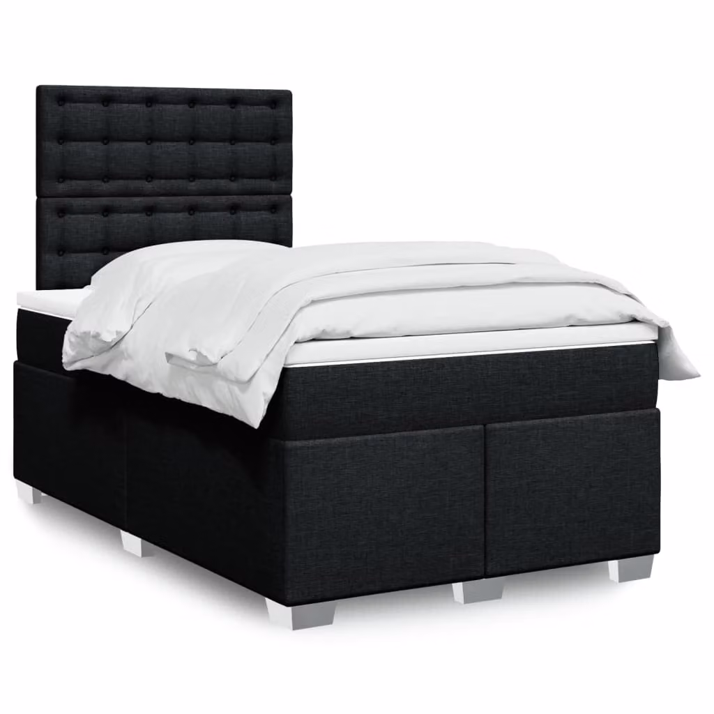 vidaXL Giroletto a Molle con Materasso Ibrido in Tessuto Nero L/P/H: 120 x 200 x 150,5 cm