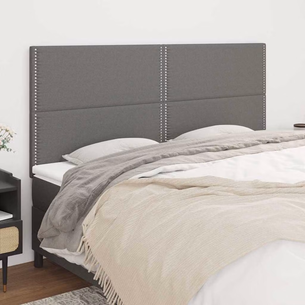 Testiera per letto imbottita vidaXL in tessuto grigio con struttura in legno L: 200 cm, P: 5 cm, H: 128 cm