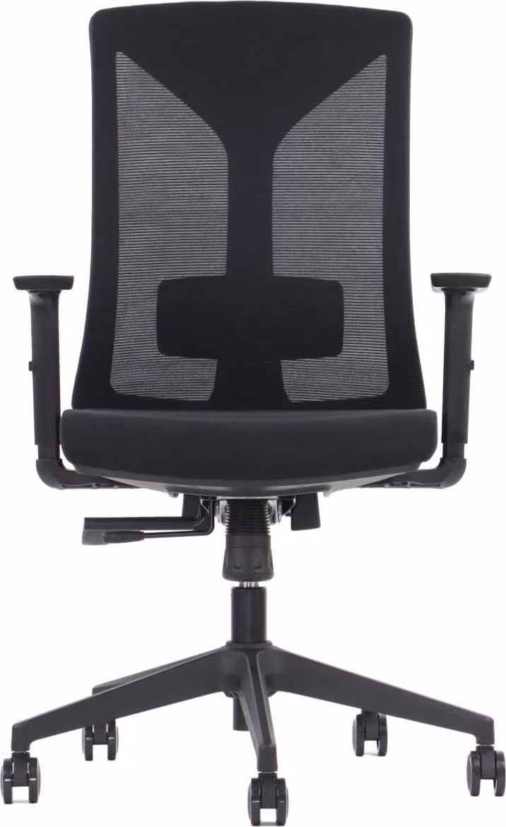 Sedia da ufficio girevole ergonomica HAGER, base in nylon, braccioli regolabili, schienale in rete, nero