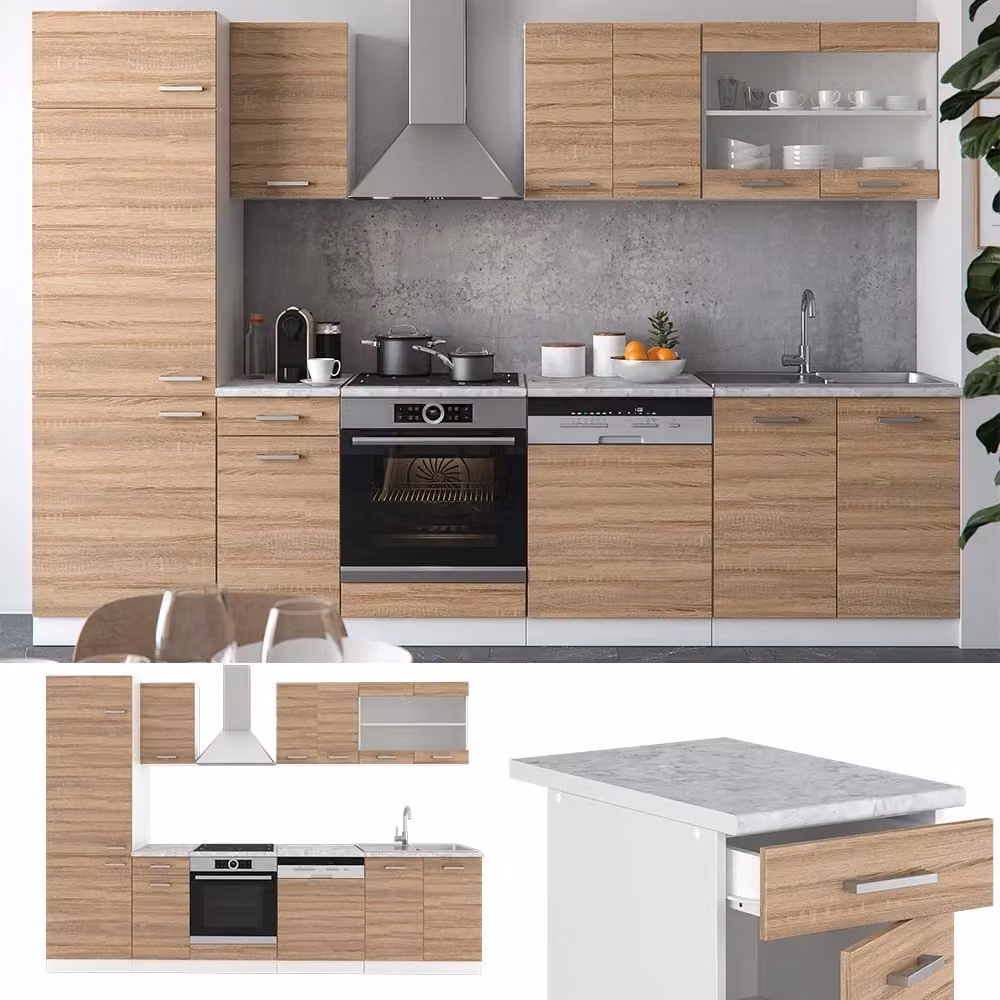 Cucina componibile moderna R-Line Vicco colore Sonoma/Bianco L: 300 cm – 2