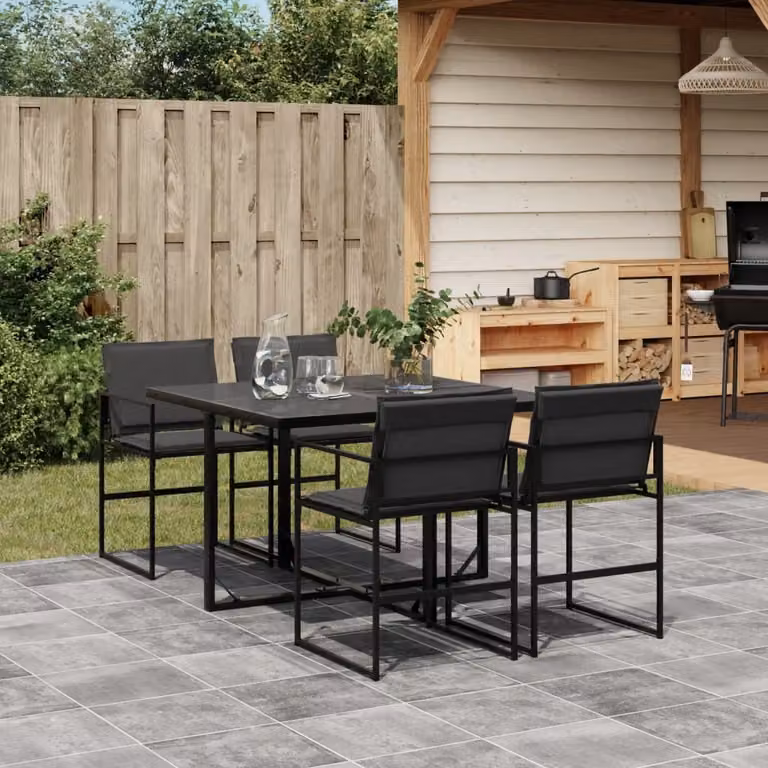 Maison Exclusive - Set da pranzo da giardino a 5 pezzi con cuscini in Textilene nero