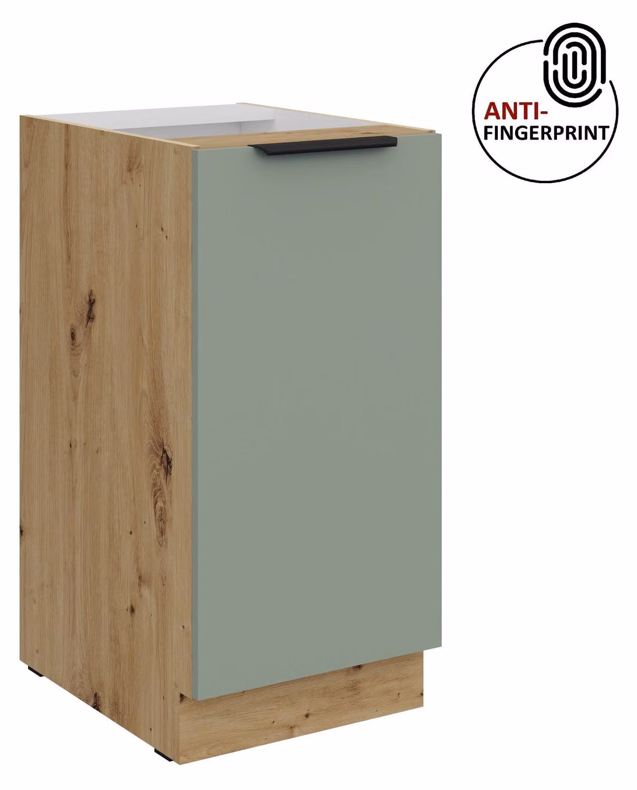 Mobile base da cucina da 40 cm, cucina ARIA in acquamarina ultra opaca + rovere Artisan opaco, frontali di alta qualità con rivestimento anti-impronta, blocco cucina