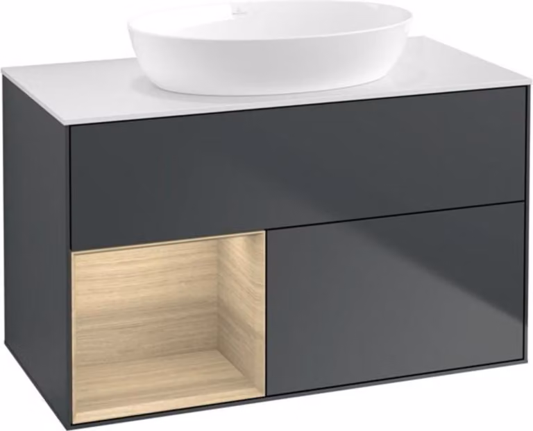 V&B illuminazione a parete del mobiletto Finion 100, Pl wh. m, Reg Oa ven, md bl. m Lac