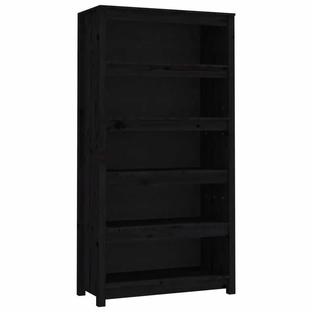 Libreria Design Mania in legno massello di pino nera con pannello posteriore L: 80 cm, P: 35 cm, H: 154 cm – 2