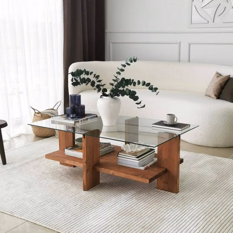 Tomiri - Tavolino da Salotto, 105x60x40h cm Marrone Noce, Portariviste