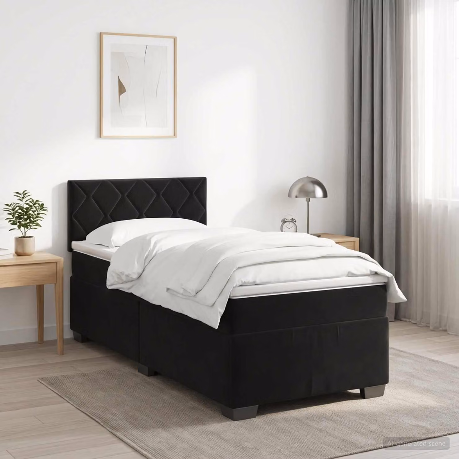 Maison Exclusive - Letto boxspring con materasso nero 90 x 190 cm velluto
