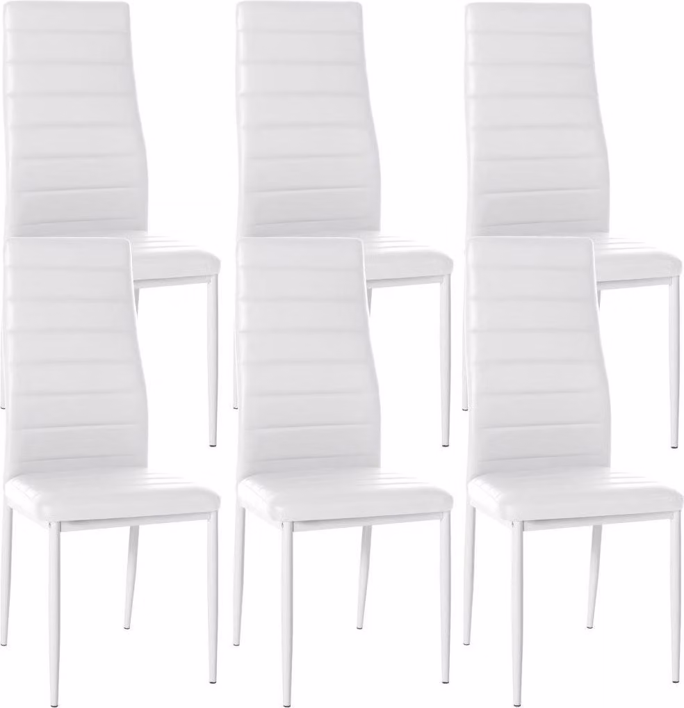 set di 6 sedie da pranzo - sedie da pranzo - seduta confortevole con rivestimento in velluto o Pelle finta | colore: bianco | materiale: Pelle finta