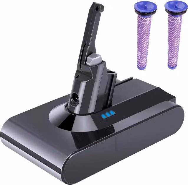 Batteria di ricambio per aspirapolvere V8, alta capacità 6000mAh, indicatore di carica intelligente, batteria e filtro, 21,6V