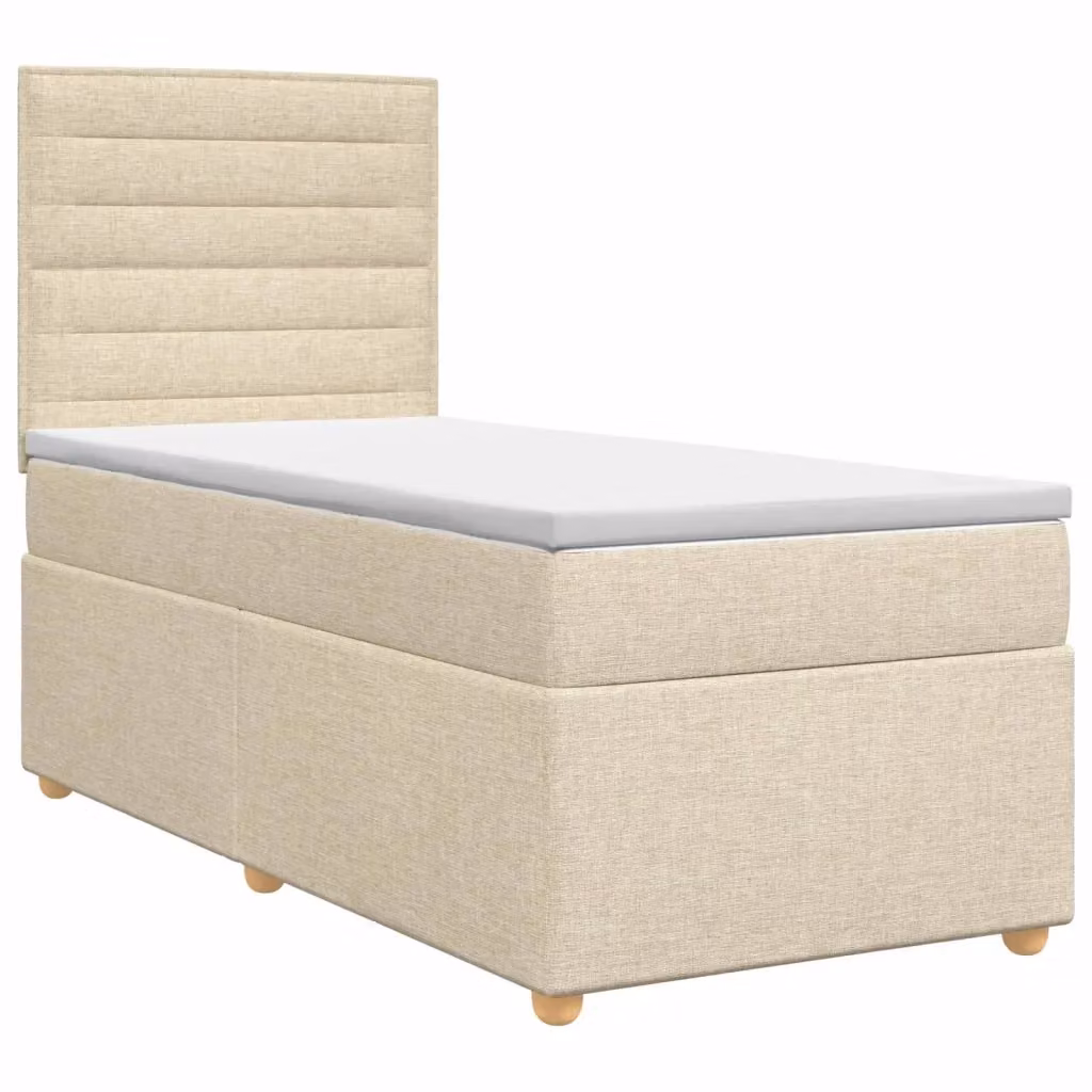 Letto box spring con materasso ibrido vidaXL in tessuto beige e bianco L/P/H: 200 x 80 x 46 cm – 2