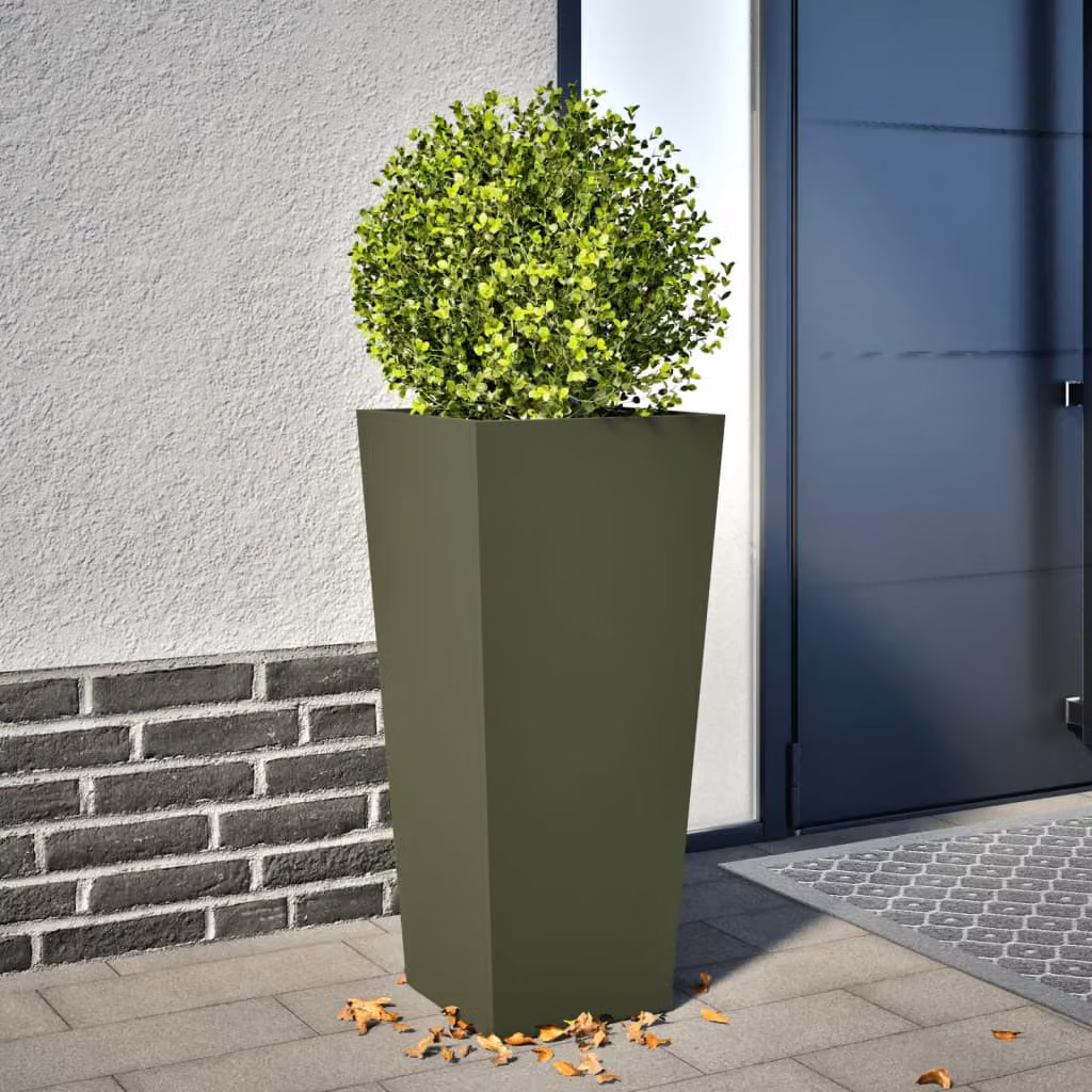 vidaXL Fioriera da Giardino in Acciaio Verde, L/P/H: 35 x 35 x 75 cm