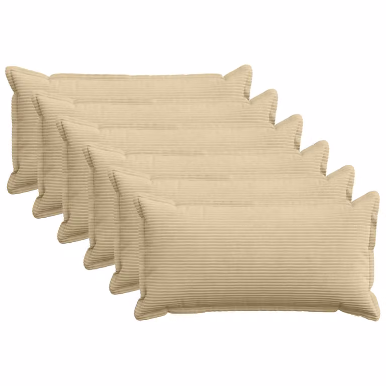 Set di 6 federe vidaXL HOUTEN in velluto a coste, Grigio Verde Chiaro, L 80 x P 40 cm