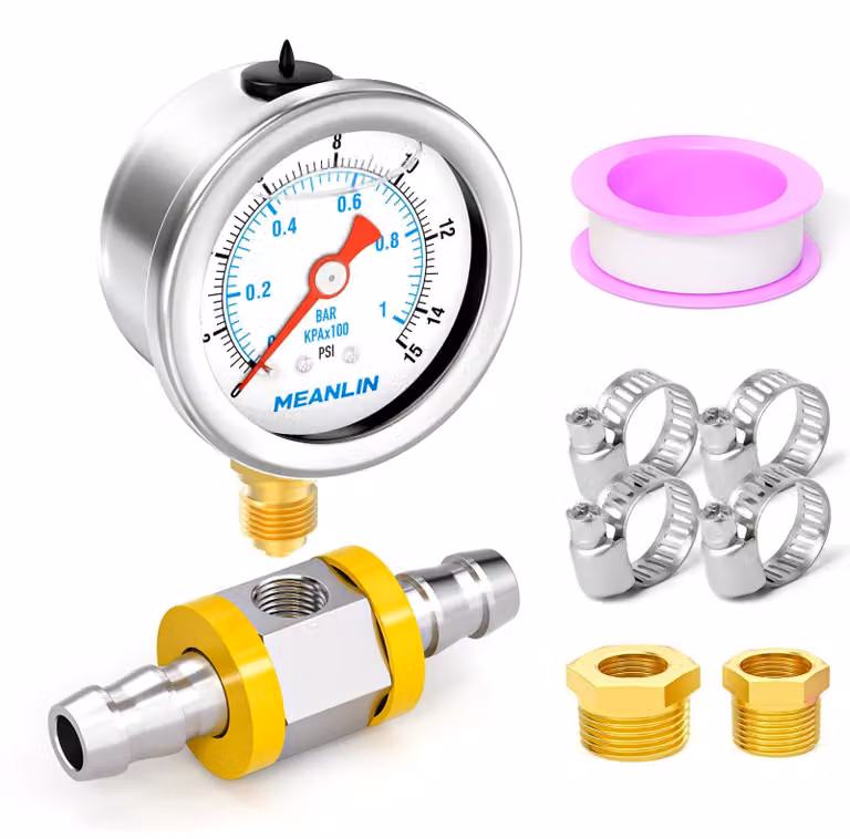 Manometro per sistemi di alimentazione, 0-1 BAR/15 PSI, in acciaio inossidabile, riempito con glicerina, diametro 1,5 pollici, strumento di misurazione della pressione
