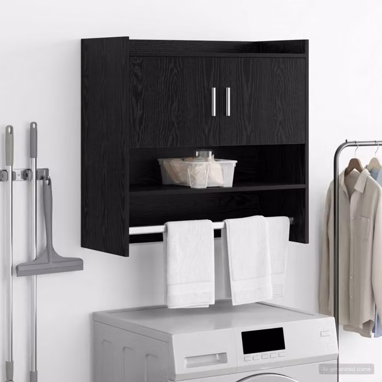 Scaffale da parete moderno vidaXL in MDF Nero Opaco L: 80 cm, P: 36 cm, H: 80 cm
