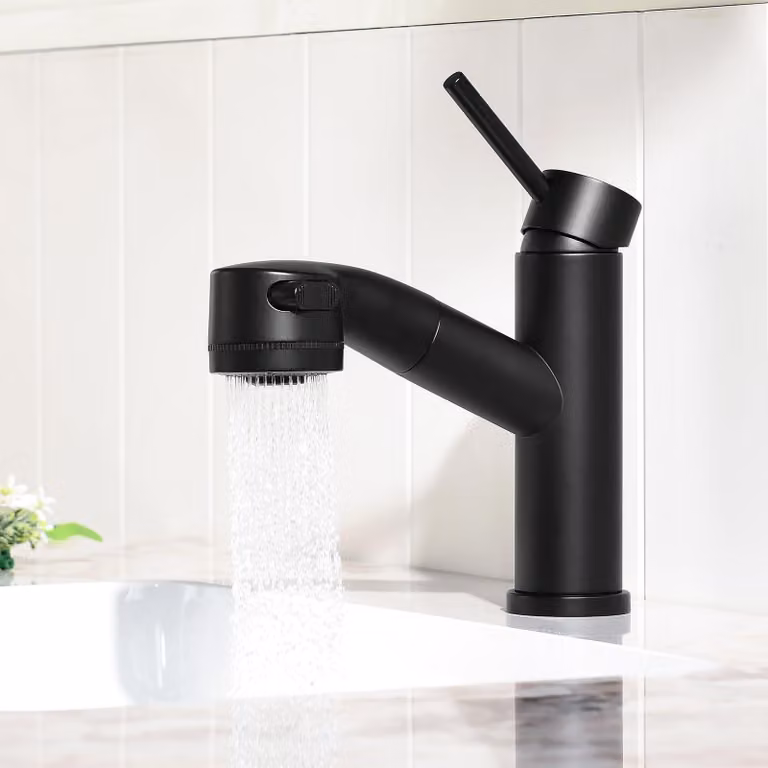 Rubinetto per lavabo con doccetta estraibile, in acciaio inossidabile, per bagno