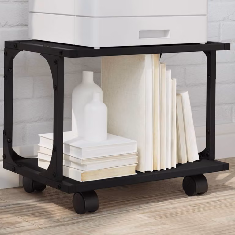 vidaXL Supporto per Stampante a 2 Livelli Nero Moderno L: 41 cm, P: 28 cm, H: 33,5 cm