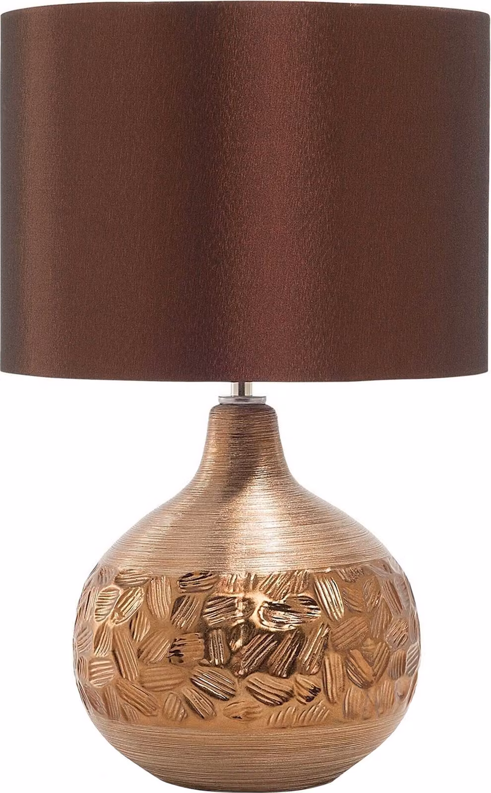 BELIANI Lampada da tavolo con base in porcellana dorata curvata paralume in tessuto cavo marrone con interruttore Stile moderno e affascinante