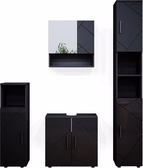 Set mobili bagno Irma Antracite lucido 4 pezzi Vicco