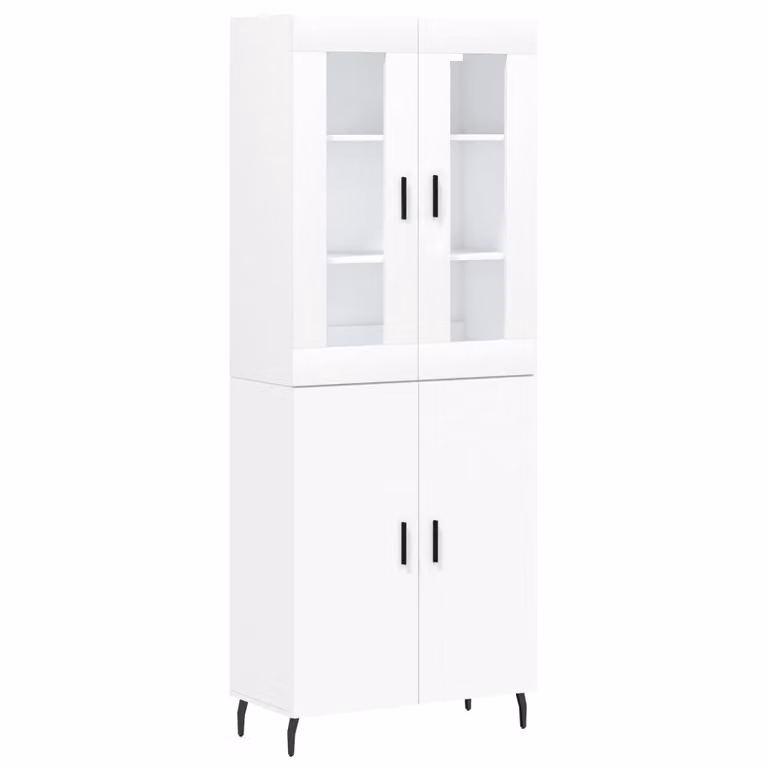 Credenza Bianca 69,5x34x180 cm in Legno Multistrato