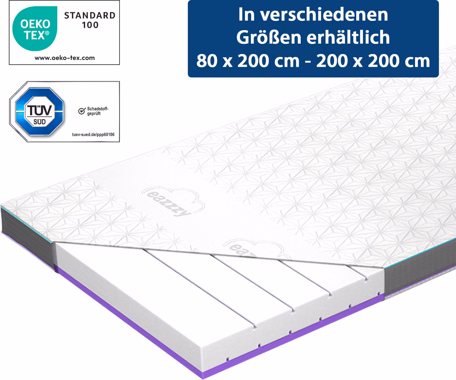 Genius eazzzy Topper Deluxe Clima Control, dimensioni 160 x 200 x 9 cm (altezza), coprimaterasso con effetto rinfrescante, coprimaterasso reversibile rinfrescante, coprimaterasso traspirante