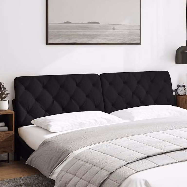 vidaXL Cuscino Testiera Nero 200 cm in Tessuto