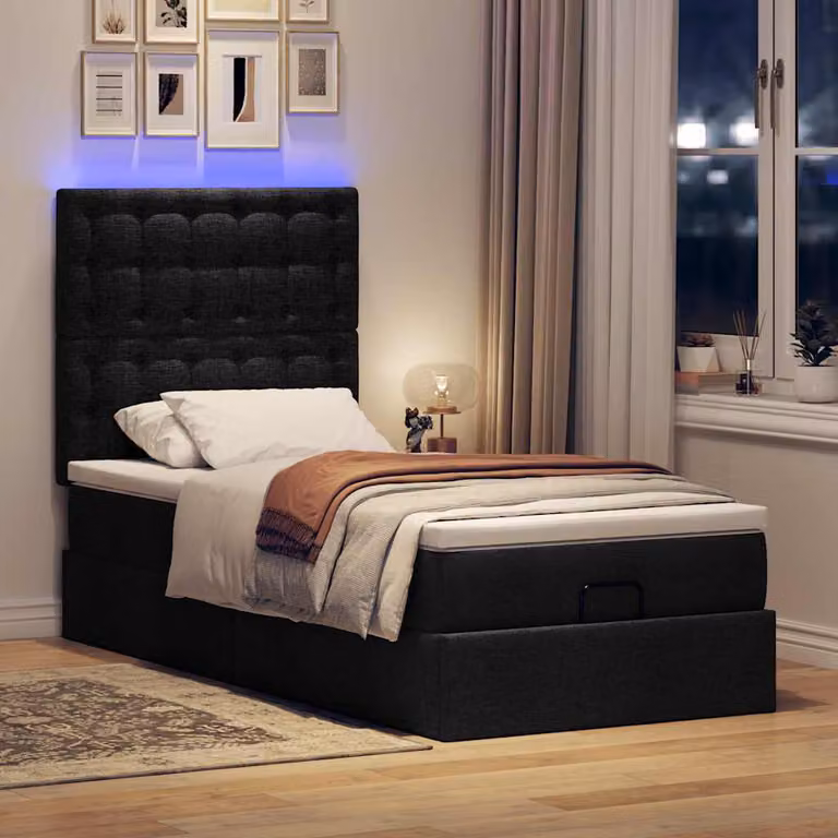 Maison Exclusive - Pouf Letto con Materasso e LED Nero 80x200cm in Tessuto