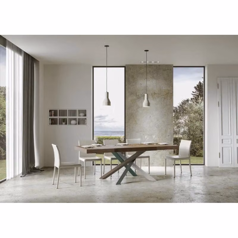 Tavolo allungabile moderno ITAMOBY Volantis Premium in legno e metallo marrone L: 140-400 cm, P: 90 cm – 2