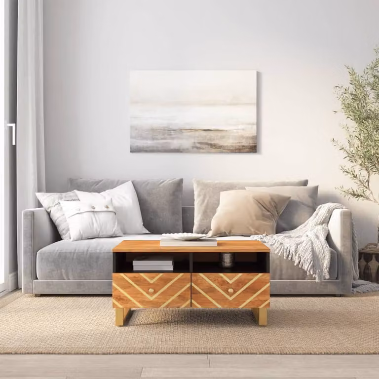 Maison Exclusive - Tavolino da caffè marrone e nero, 80x54x40 cm, in legno massello di mango