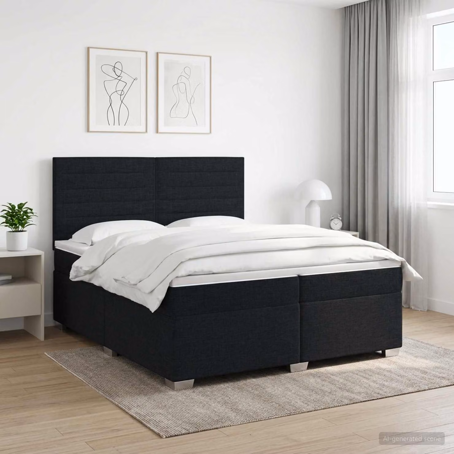 Letto box spring con materasso vidaXL in tessuto nero L/P: 200 x 200 cm
